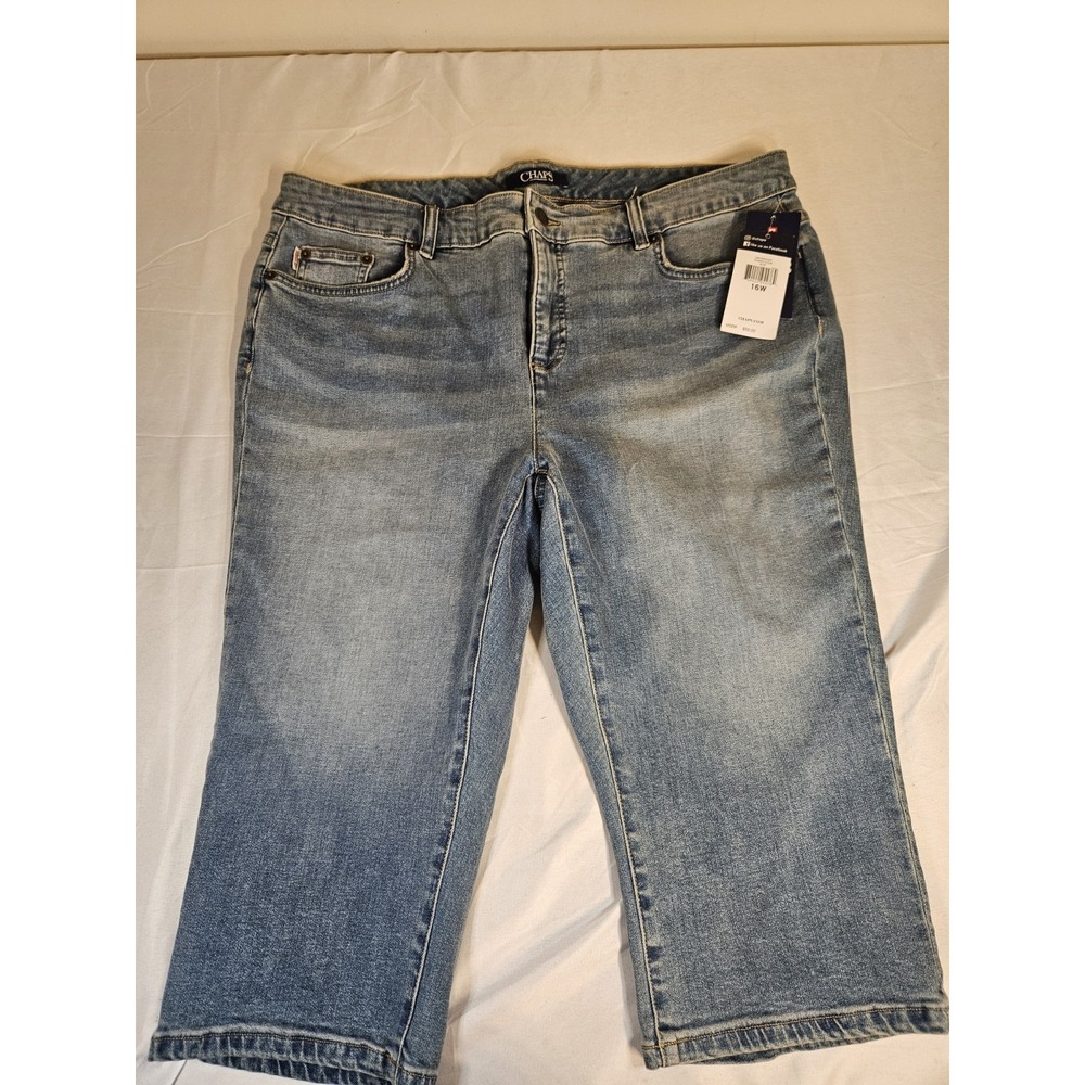 Chaps Icon Denim Capri Jeans Womens 16W Blue Stretch Cropped Pants 208708951001